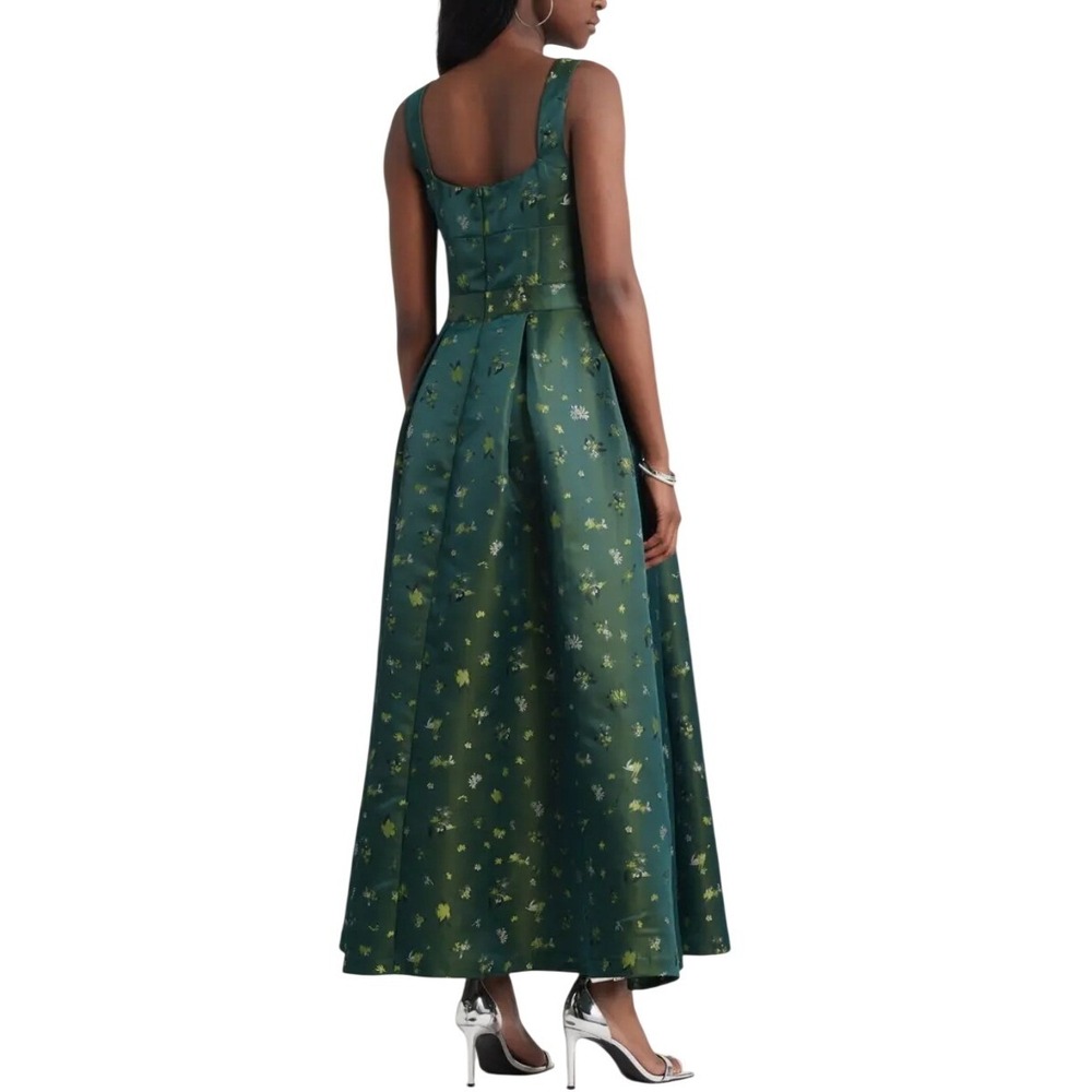 Chelsea28 NWT Green Floral Jacquard Square Neck Maxi Dress CH515813MI Small - Picture 4 of 13